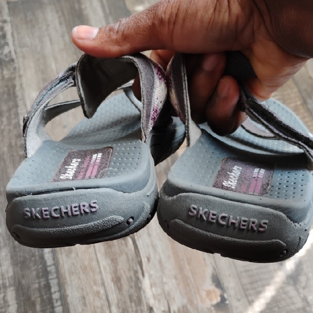 Skechers Gray and Pink Casual Sandals - Picture 5 of 10